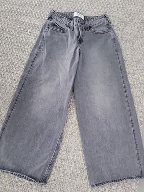 Hollister Lowrise Super Baggy Wide-Leg Gray Jeans 25 Waist